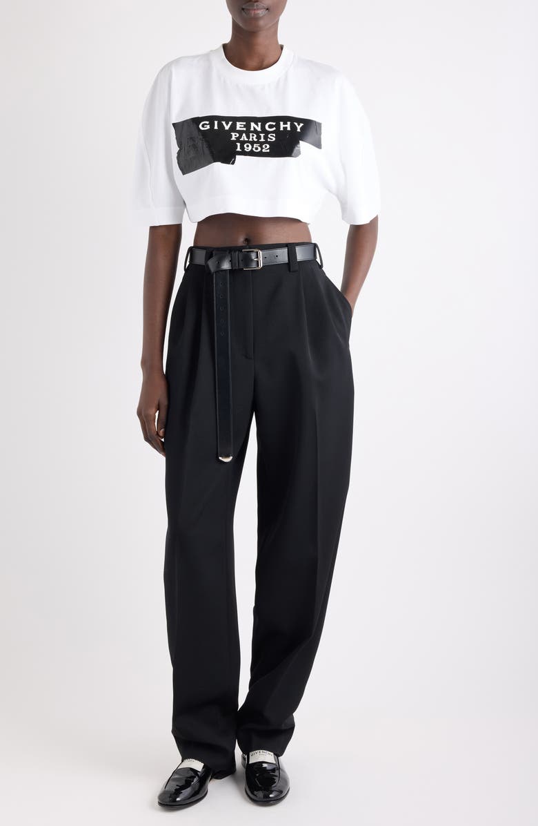 Givenchy Tape Logo Cocoon Crop T-Shirt, Alternate, color, White