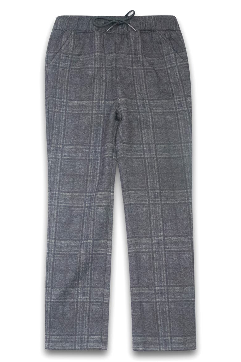 Kids' Everyday Windowpane Stretch Pants, Main, color, SLATE HEATHER PLAID