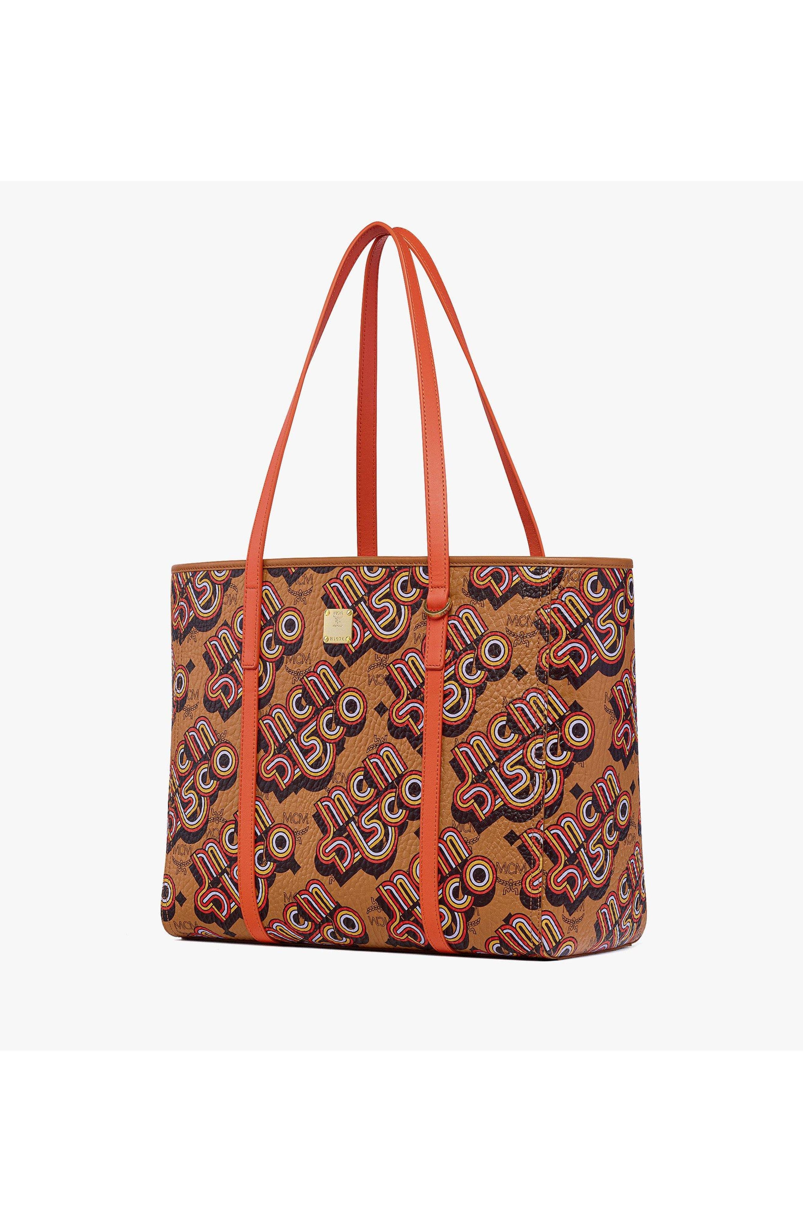 Medium Toni Top-Zip Shopper in Disco Visetos, Alternate, color, Brown