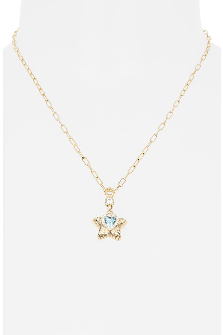 Puffy Star Pendant Necklace, Alternate, color, BLUE- GOLD