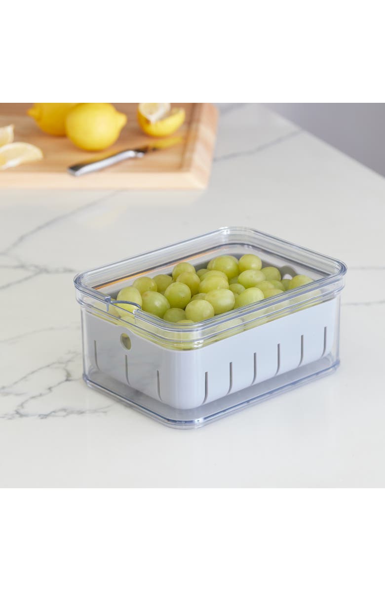 iDesign Small Fridge Berry Bin with Removable Colander - Set of 3 - Clear/Gray, Alternate, color,