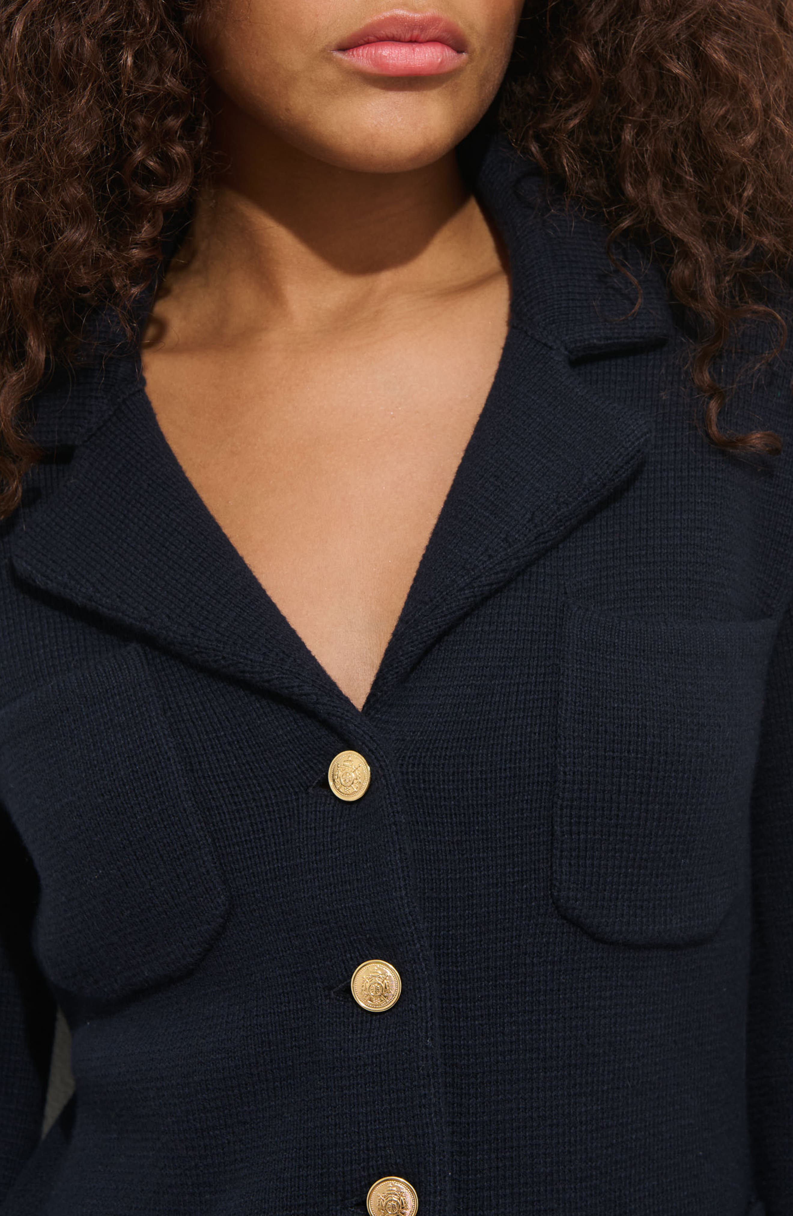 Notched Collar Cotton & Cashmere Cardigan - image 4