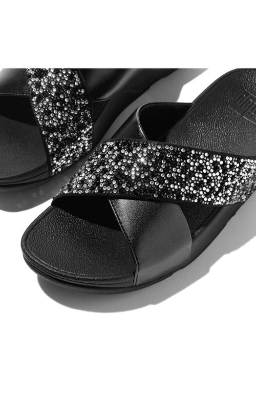 Fitflop Lulu Crystal Embellished Slide Sandal In All Black