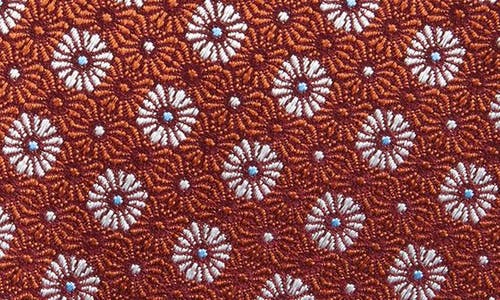 David Donahue Medallion Print Silk Tie In Brown