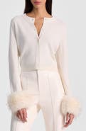 Alice + Olivia Dollie Faux Fur Cuff Wool Cardigan