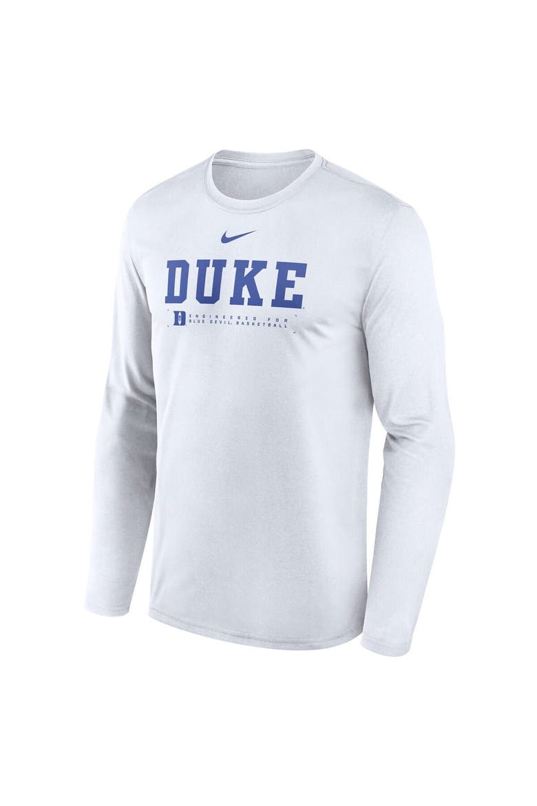 Men's Nike White Duke Blue Devils 2025 Courtside Basketball Shootaround Legend Dri-FIT Long Sleeve T-Shirt, Alternate, color, White