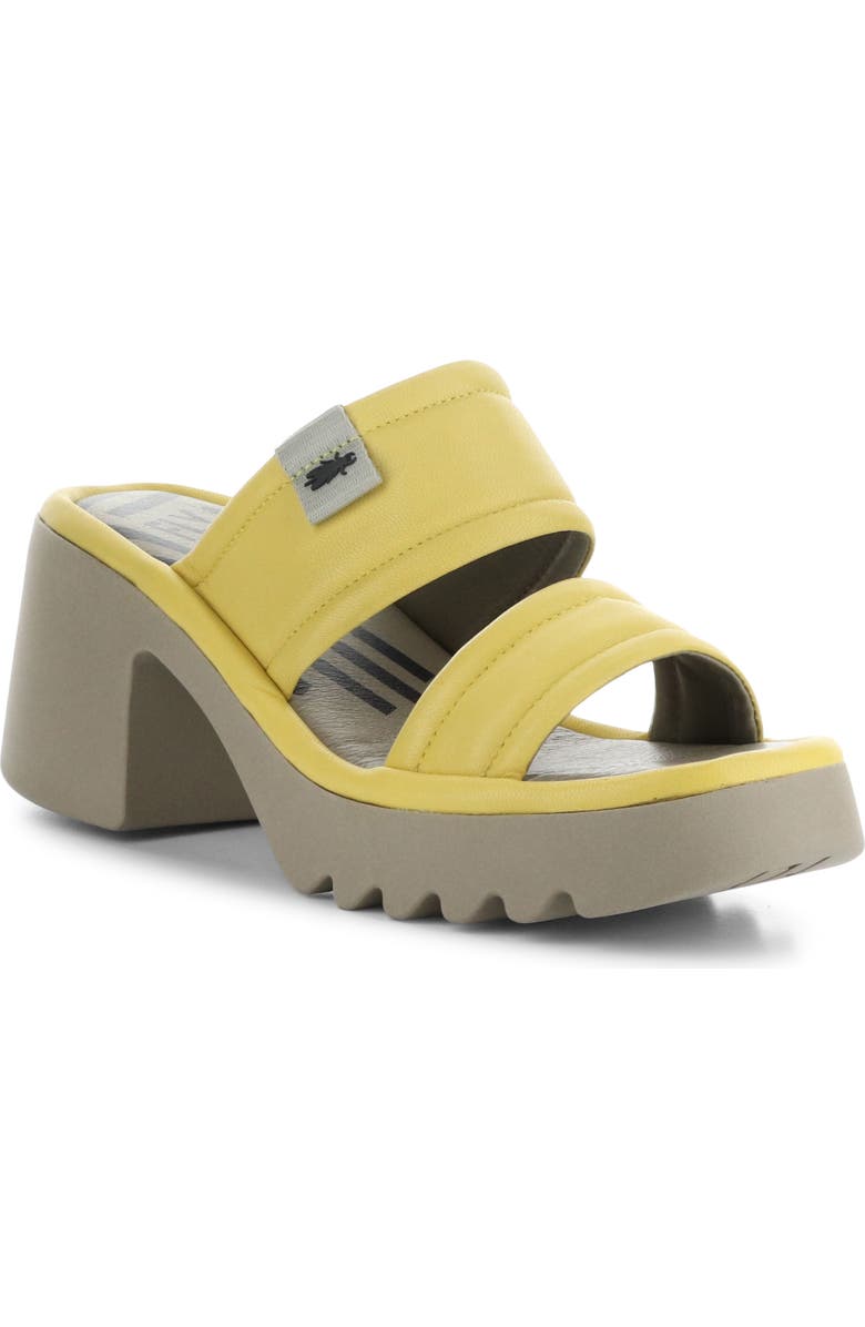 Fly London Mava Block Heel Platform Slide Sandal, Main, color, 002 Yellow Ceralin