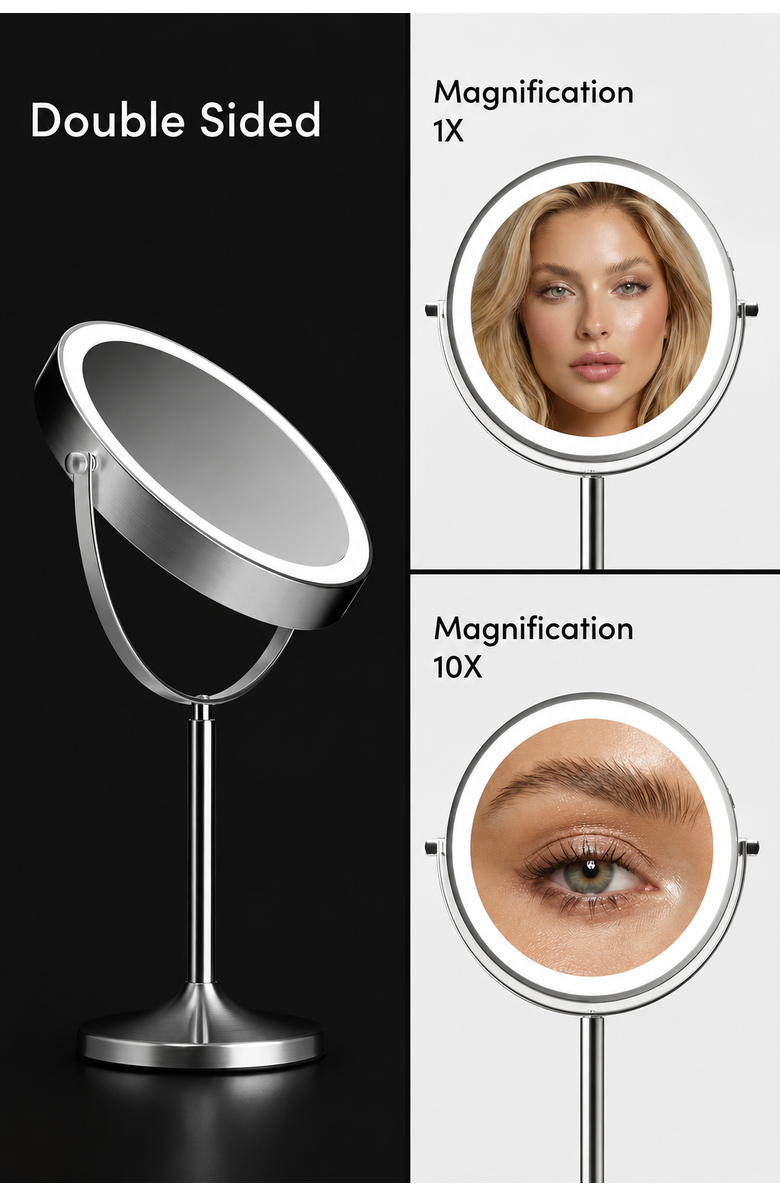 FANCII Hailey Double Sided Makeup Mirror with Lights, Alternate, color, Nick