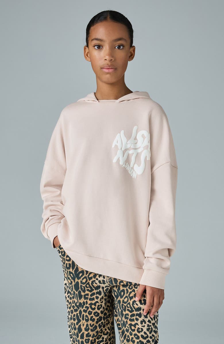 smALLSAINTS by ALLSAINTS Kids' Oversize Floral Heart Logo Cotton Hoodie, Alternate, color, Pink