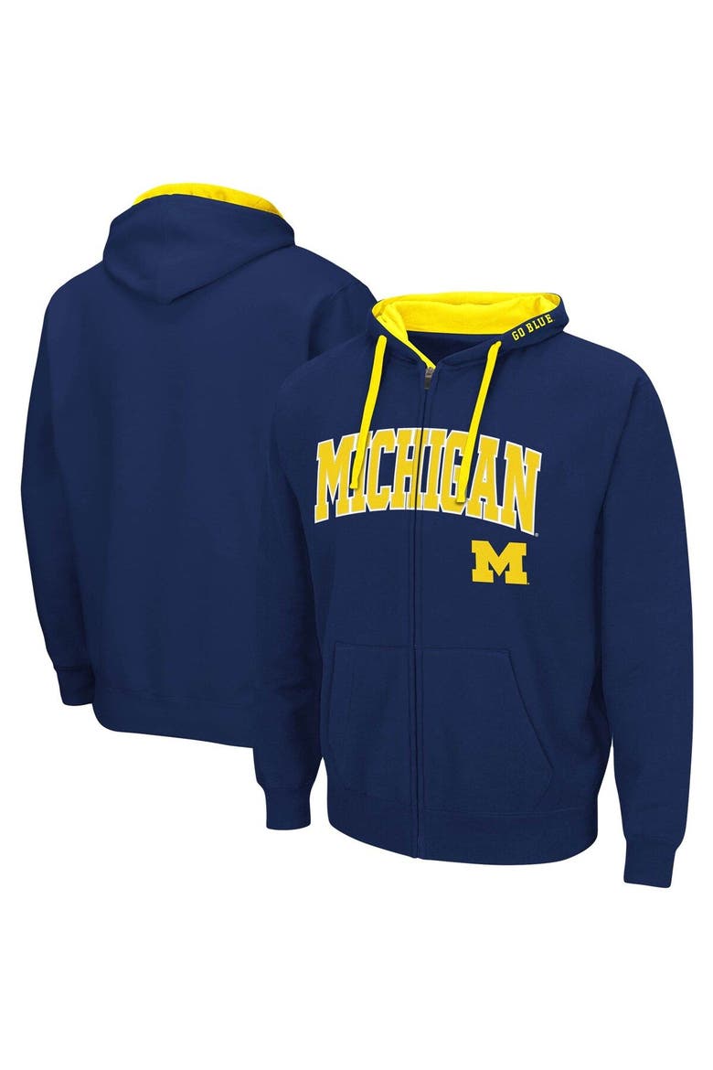 Men's Colosseum Navy Michigan Wolverines Big & Tall Full-Zip Hoodie, Main, color, Navy