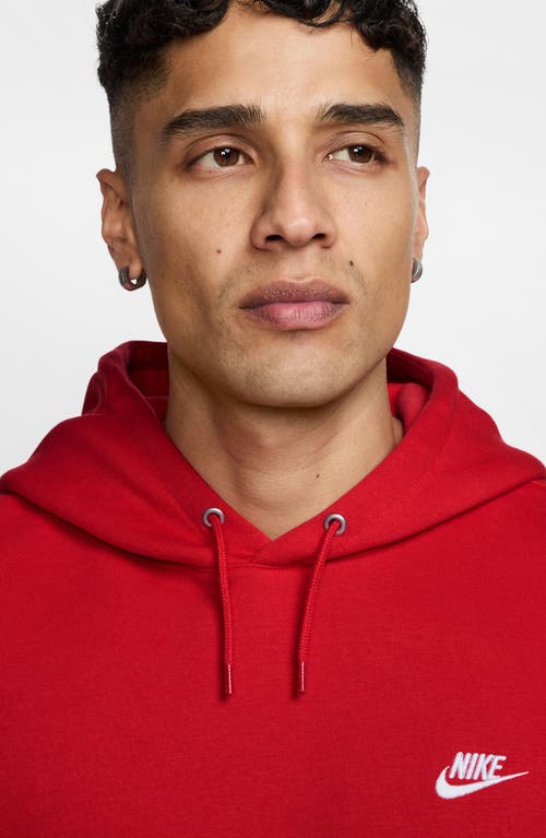 Nike Club Fleece Pullover Hoodie In Red