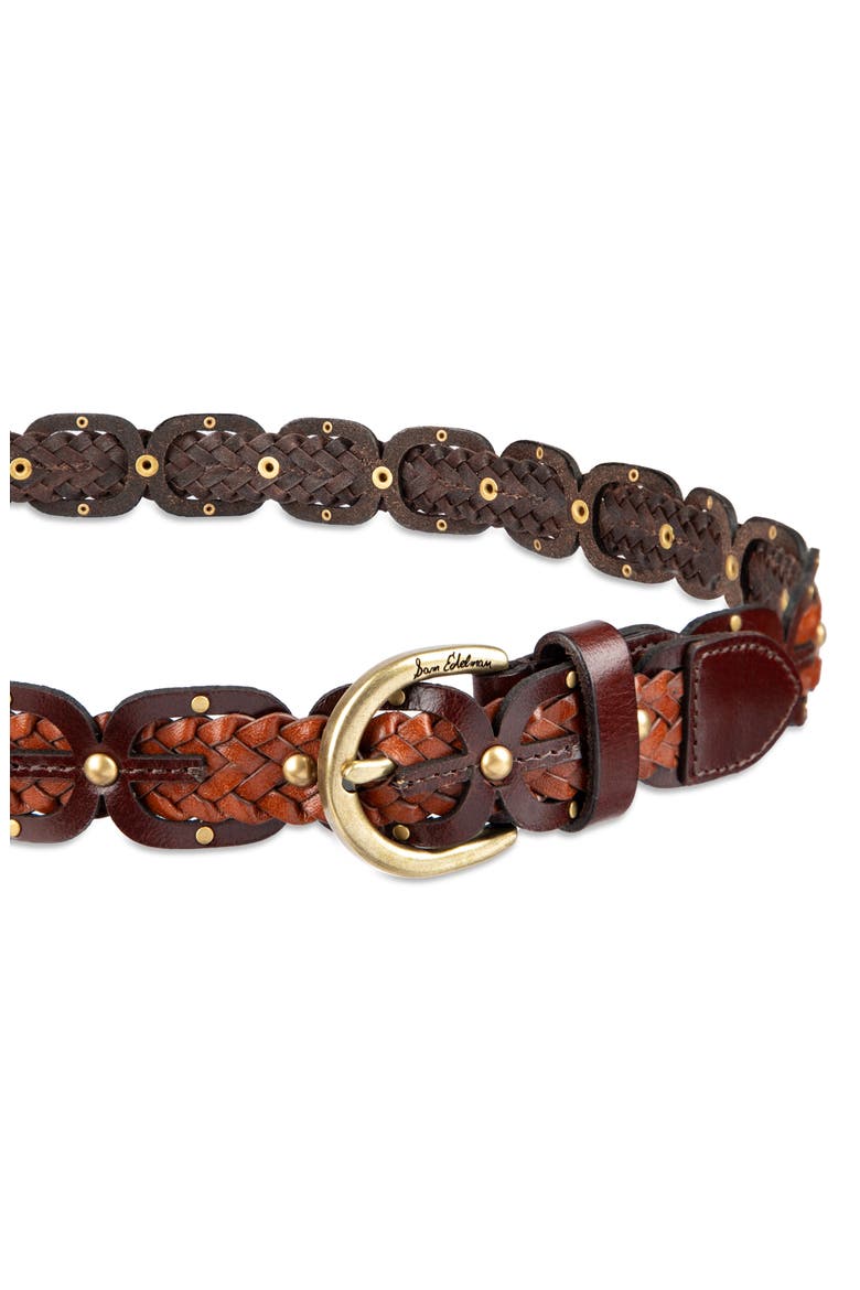 Linked Braided Leather Belt, Alternate, color, BROWN