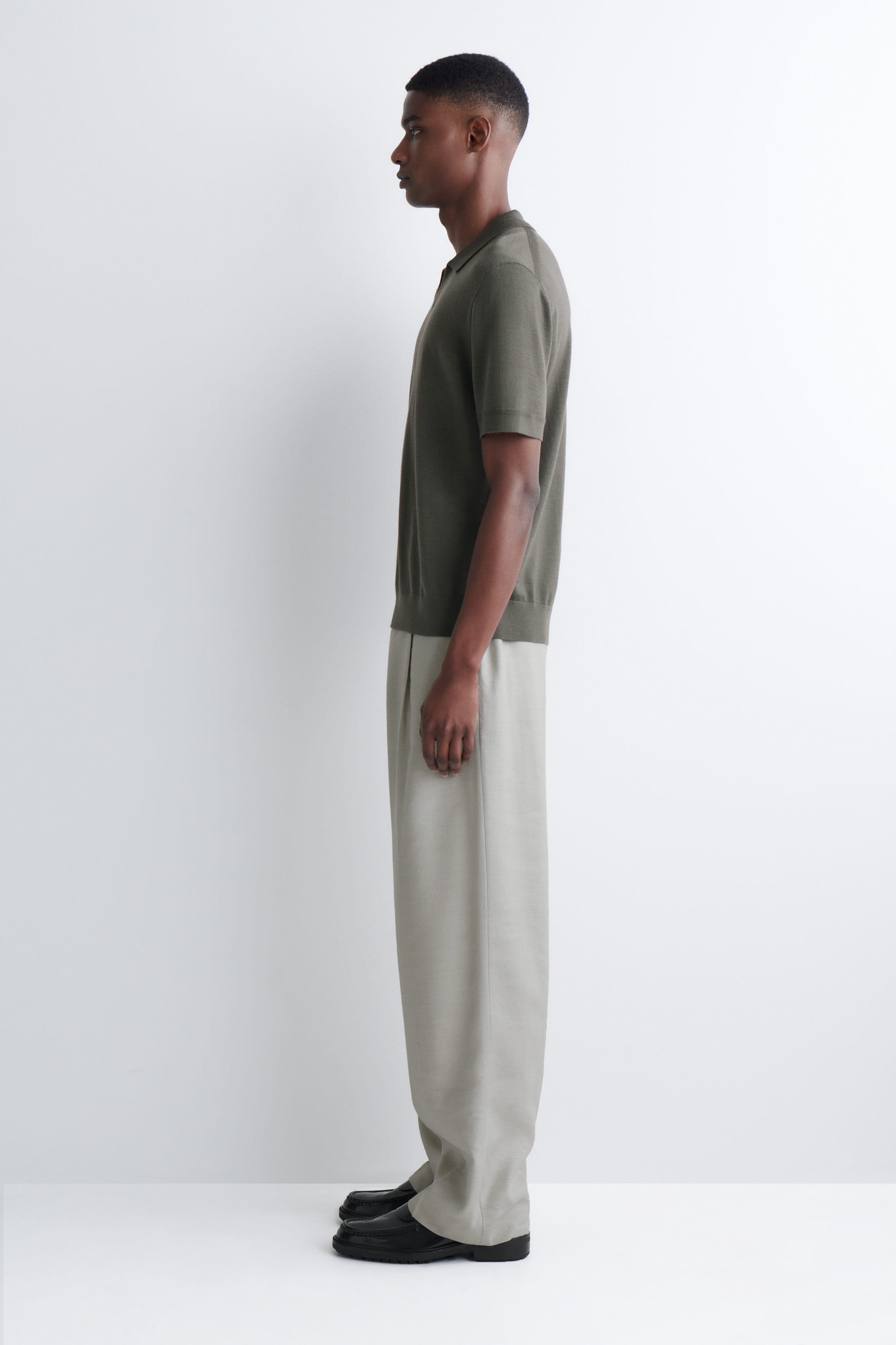 Open-Collar Merino Wool Polo Shirt - image 2