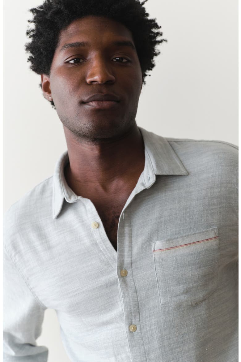 Classic Selvage Stretch Cotton Button-Up Shirt, Alternate, color, AQUA