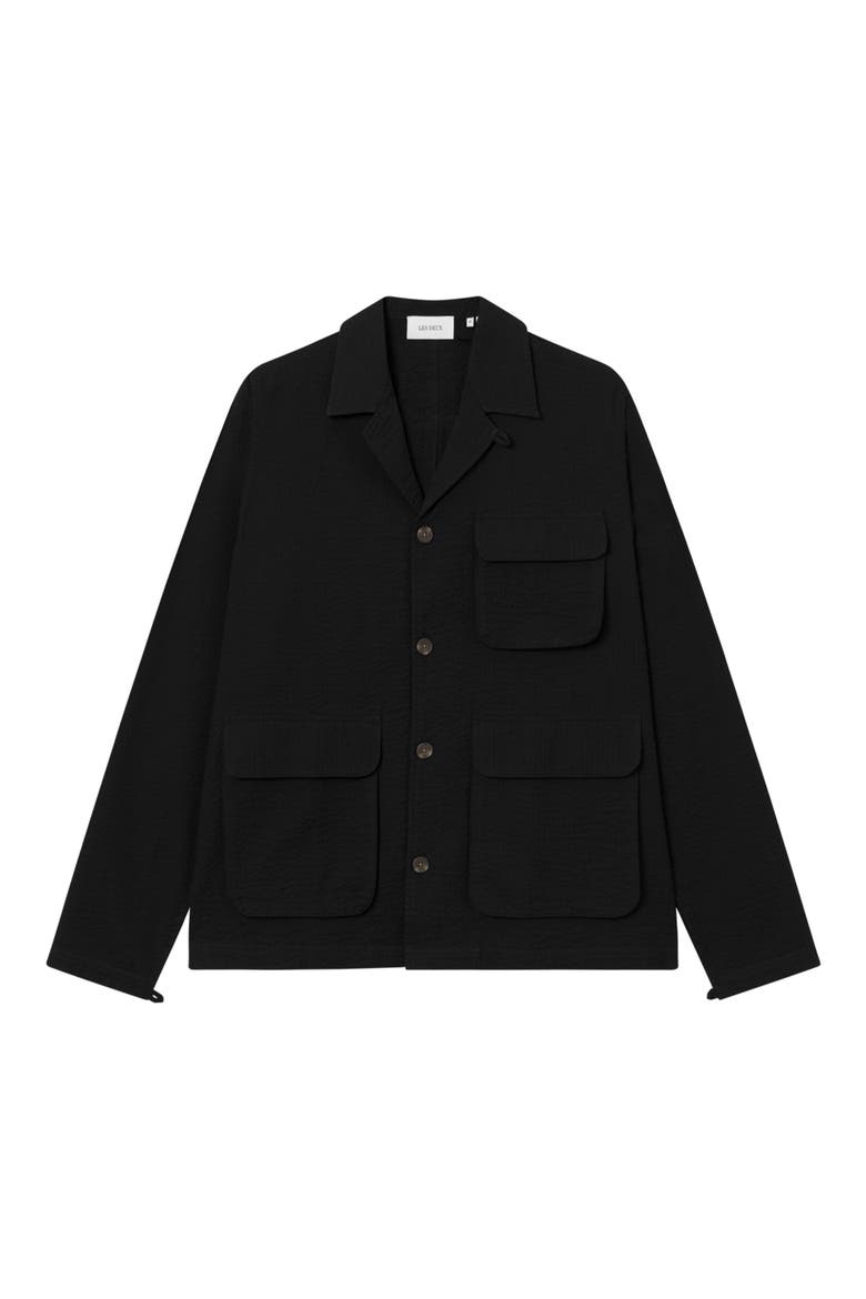 Asumnd Long Sleeve Seersucker Camp Shirt, Main, color, BLACK