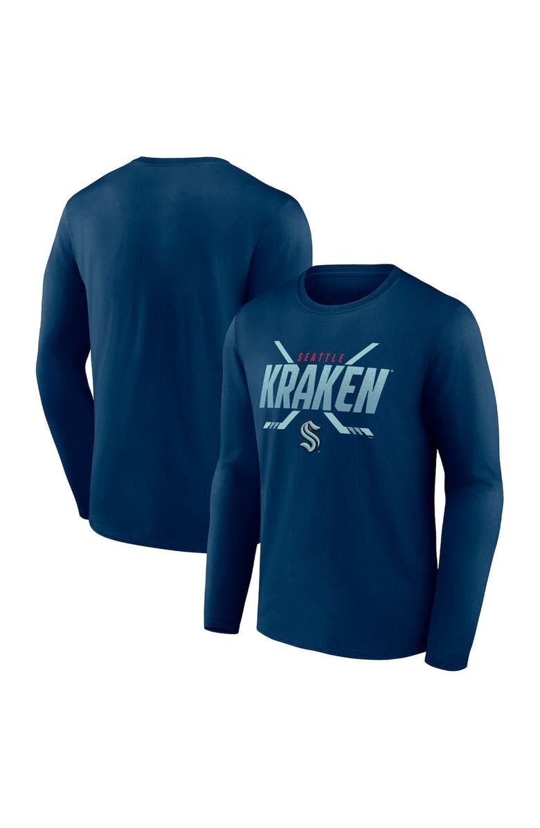 FANATICS Men's Fanatics Branded Deep Sea Blue Seattle Kraken Covert Long Sleeve T-Shirt, Main, color, Navy