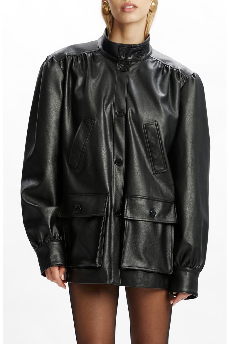 Clements Boxy Faux Leather Jacket, Main, color, BLACK