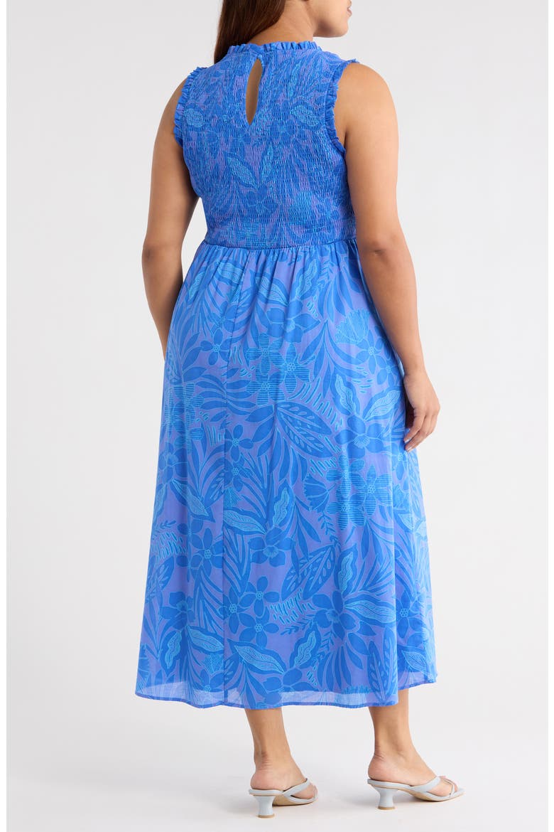 Floral Smocked Midi Dress, Alternate, color, BLUE