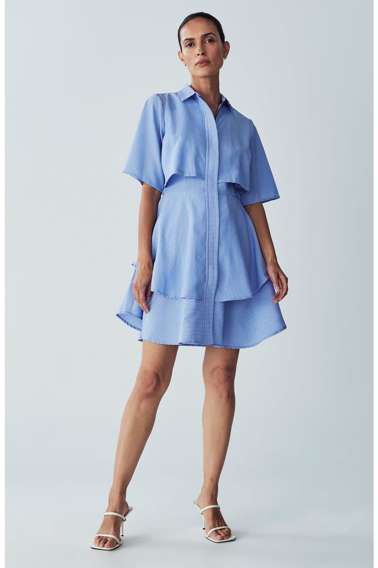 Hugh Layered Dress, Alternate, color, Blue Stripe