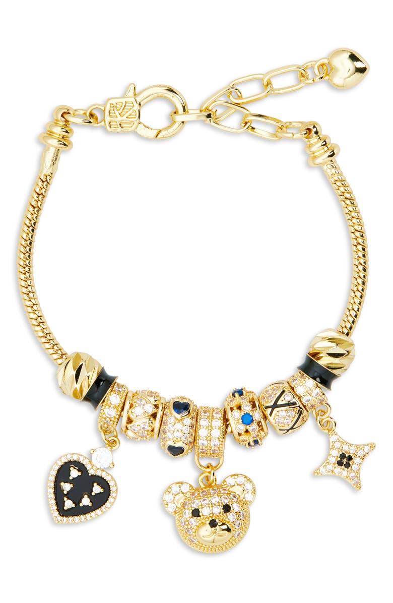 EYE CANDY LOS ANGELES Bear Heart Charm Bracelet, Main, color, Gold