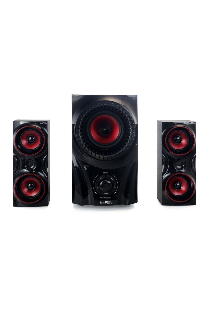 Befree Sound 2.1 Channel Bluetooth Surround Sound Speaker System, Alternate, color, Red