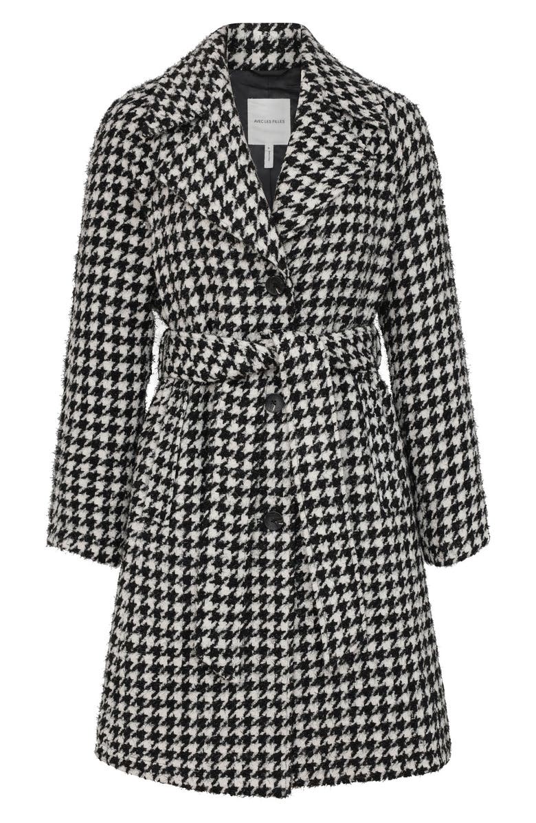 Avec Les Filles Belted Houndstooth Raglan Sleeve Coat, Alternate, color,