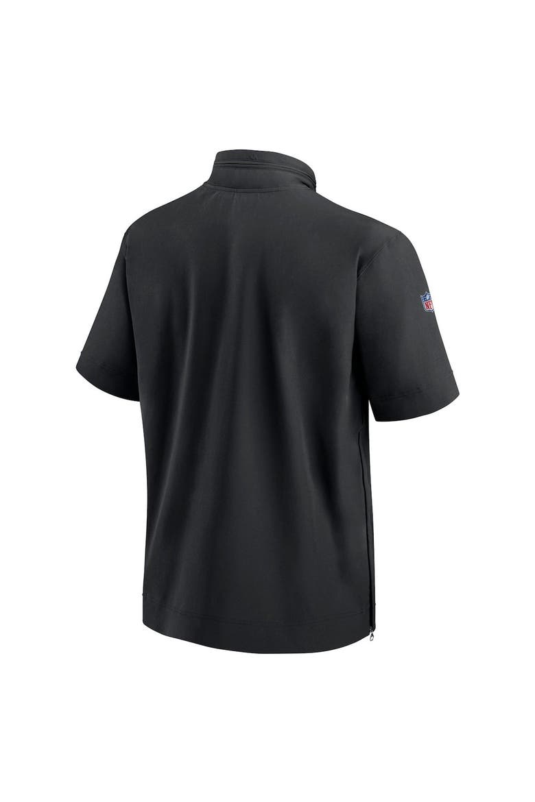 Men's Nike  Black New York Jets Sideline Coach Short Sleeve Hoodie Quarter-Zip Jacket, Alternate, color, Black