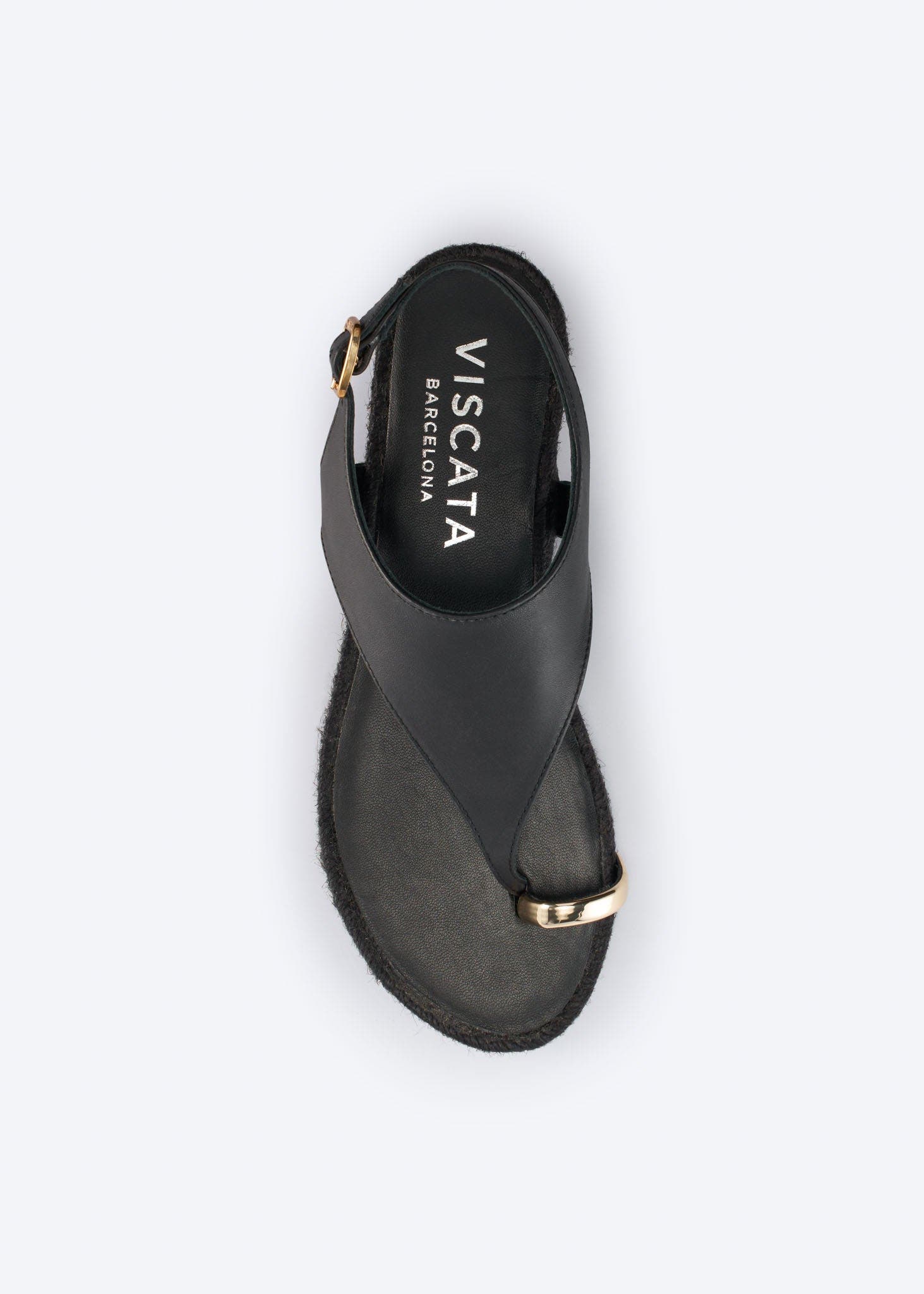 VISCATA Delmar Leather Sandal Flats, Alternate, color, Black
