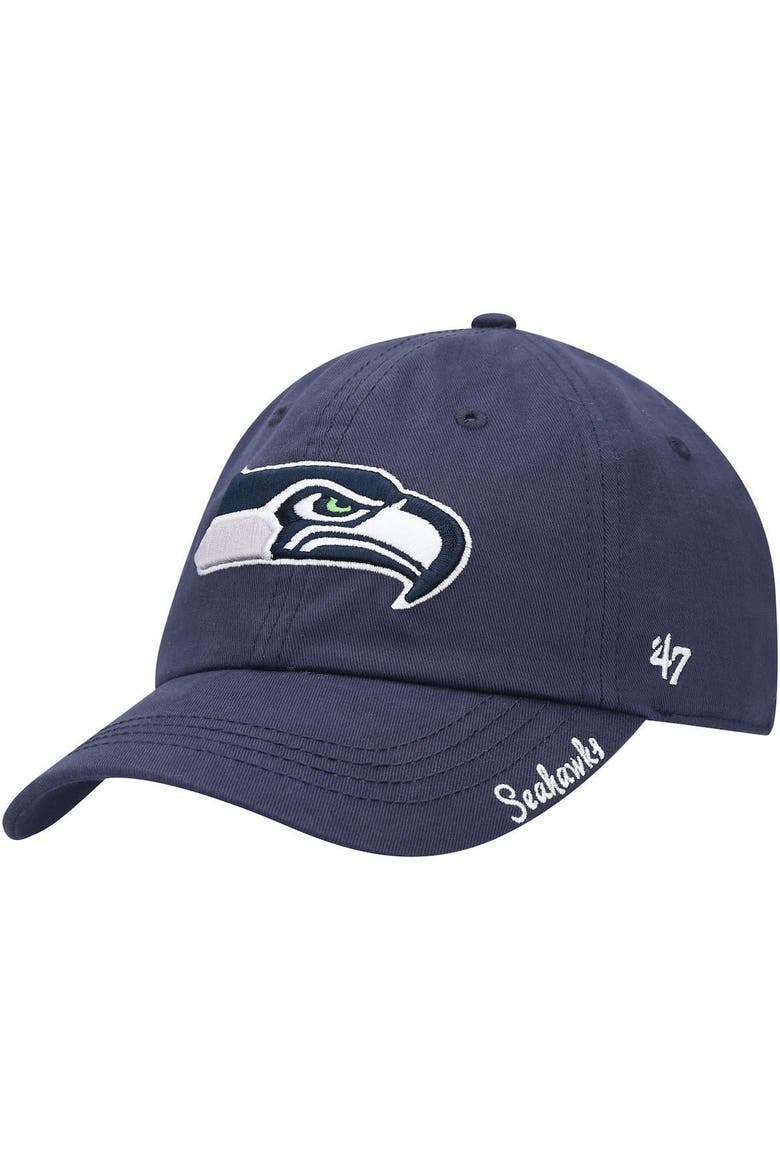 Women's '47 College Navy Seattle Seahawks Miata Clean Up Primary Adjustable Hat, Main, color, NAVY