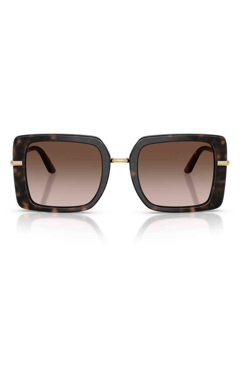 Dolce&Gabbana 52mm Gradient Square Sunglasses, Main, color, Havana White Barrow Brown