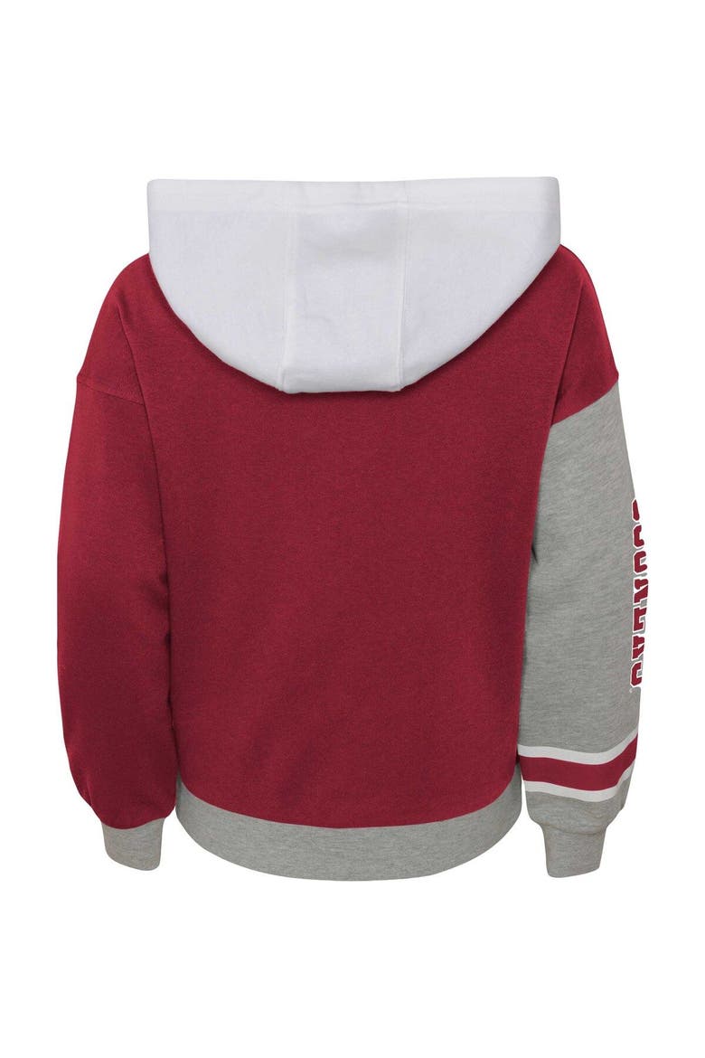 Girls Youth Crimson Oklahoma Sooners True Fan Soft Fleece Pullover Hoodie, Alternate, color, Crimson