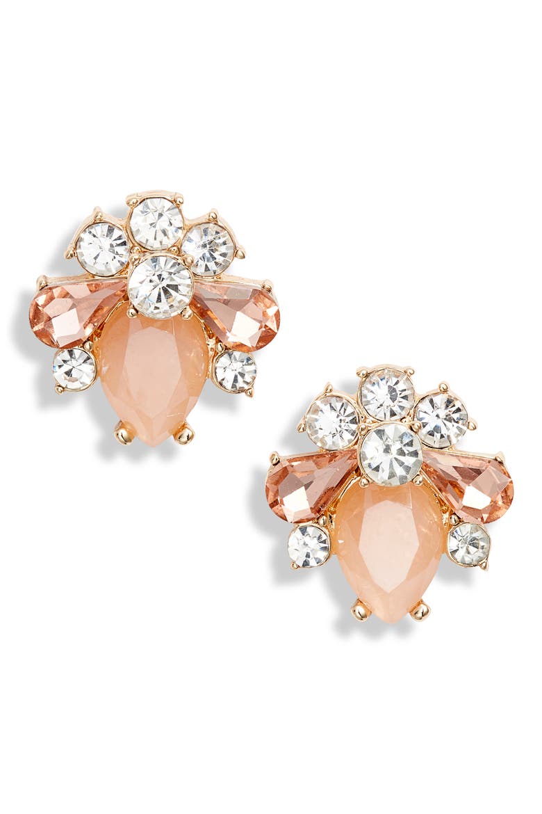 Cluster Button Stud Earrings, Main, color, PINK PEARL- GOLD