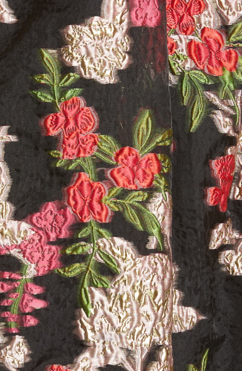 Marchesa Notte Floral Embroidered Strapless Midi Dress, Alternate, color, 