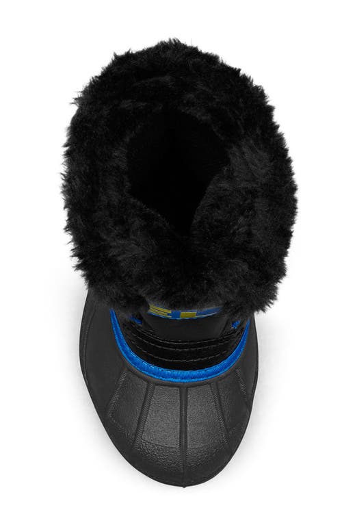 Sorel Kids' Snow Commander Insulated Waterproof Boot In Black/super Blue
