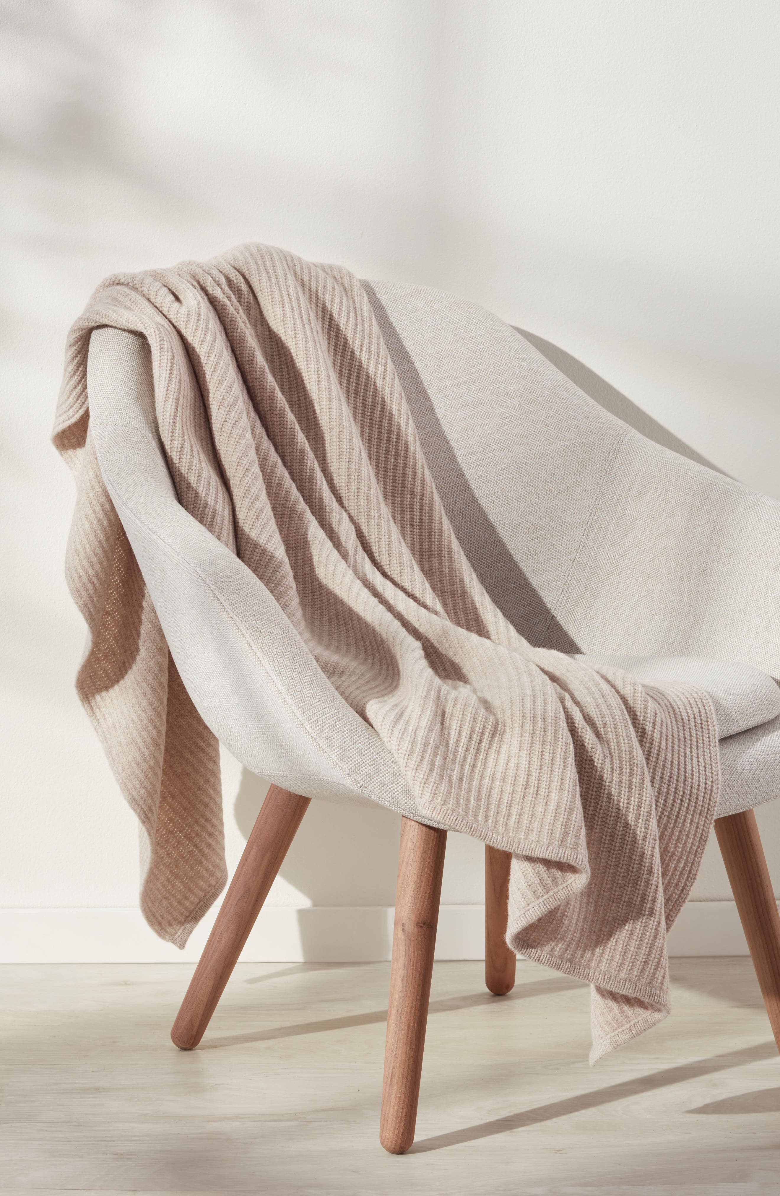 Rib Wool & Cashmere Throw Blanket - Thumbnail 3