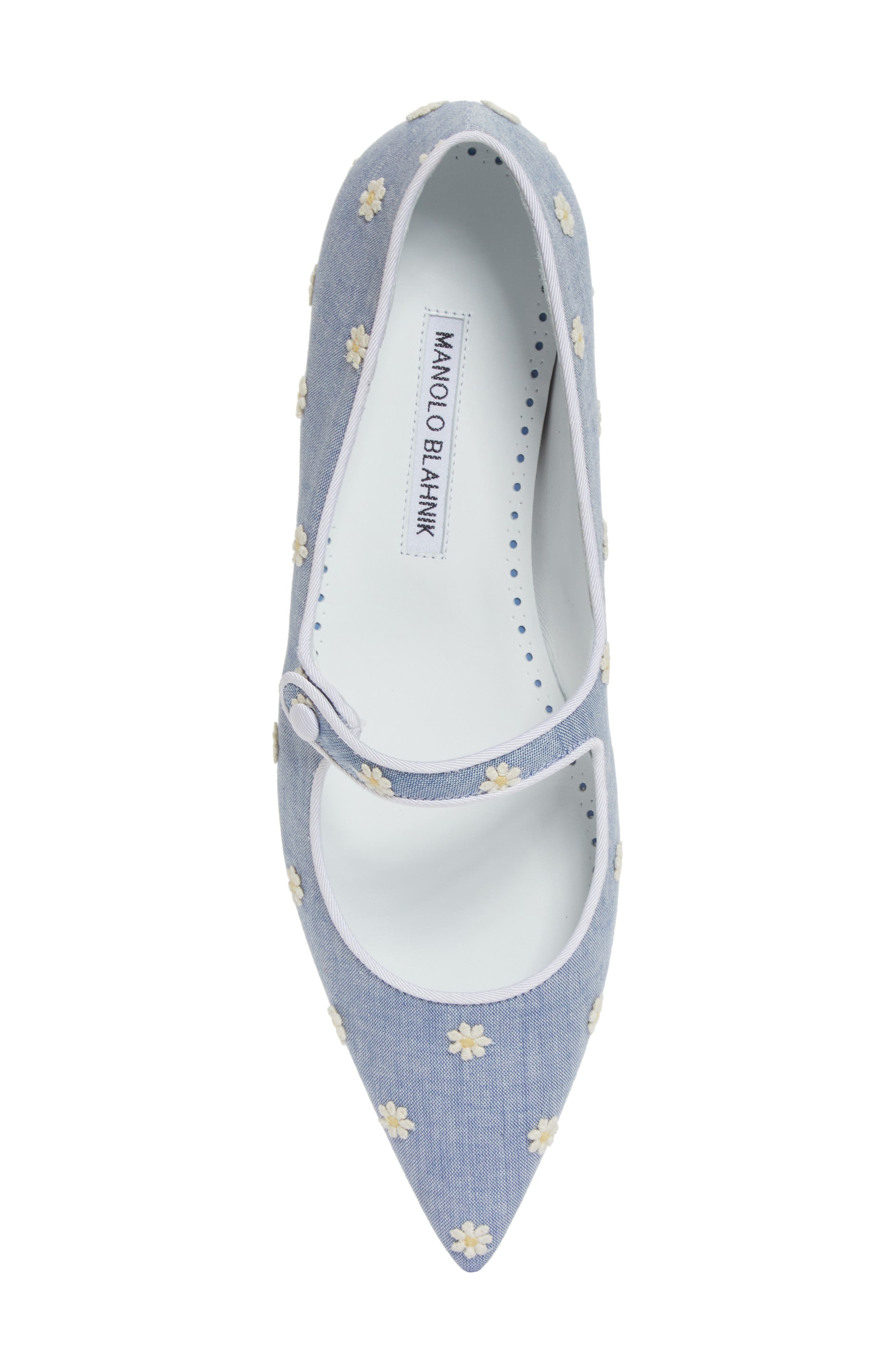 Manolo Blahnik Daisy Pointed Toe Mary Jane Flat, Alternate, color, 