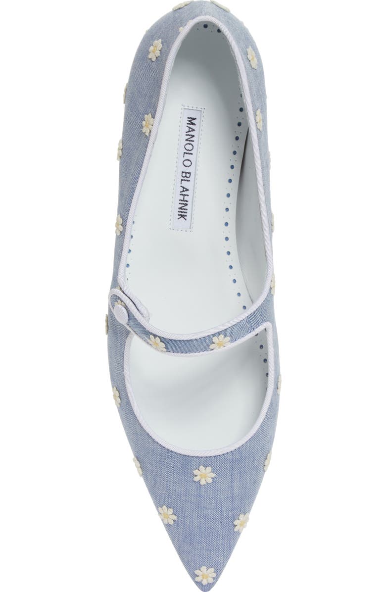 Manolo Blahnik Daisy Pointed Toe Mary Jane Flat, Alternate, color,