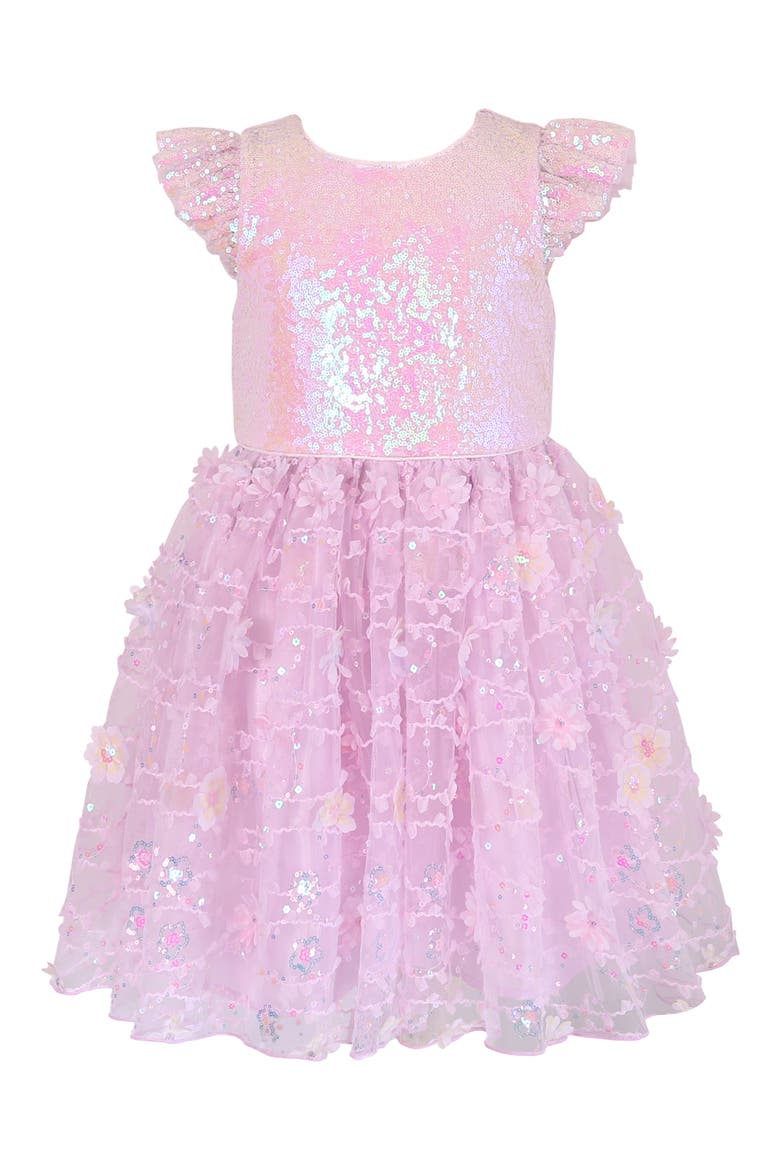 Kids' Sequin Flutter Sleeve Party Dress, Main, color, ORCHID