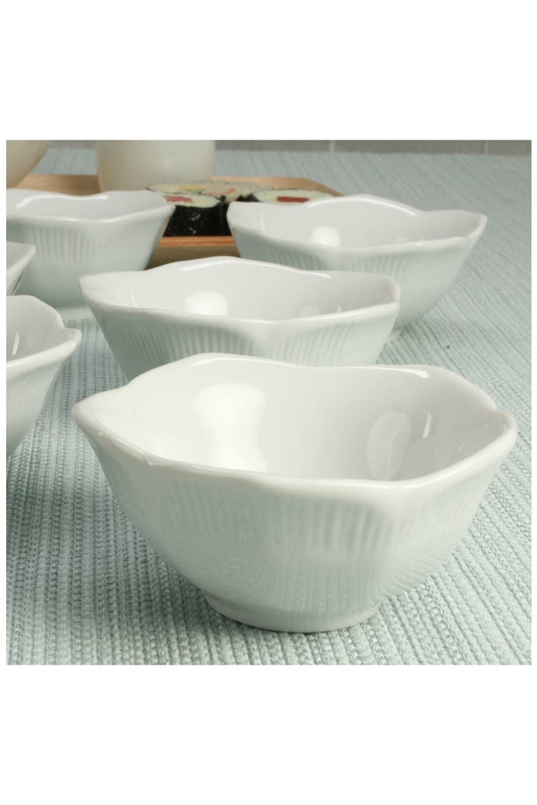 Set of 6 Lotus Bowls, Alternate, color, WHITE