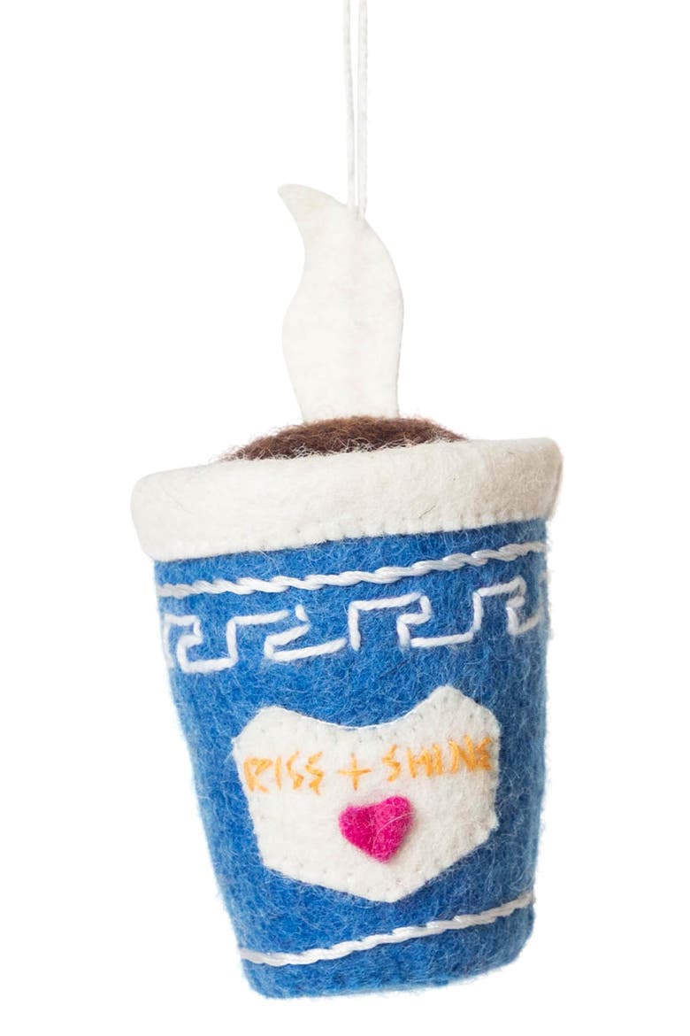 Rise & Shine Coffee Ornament, Main, color, BLUE