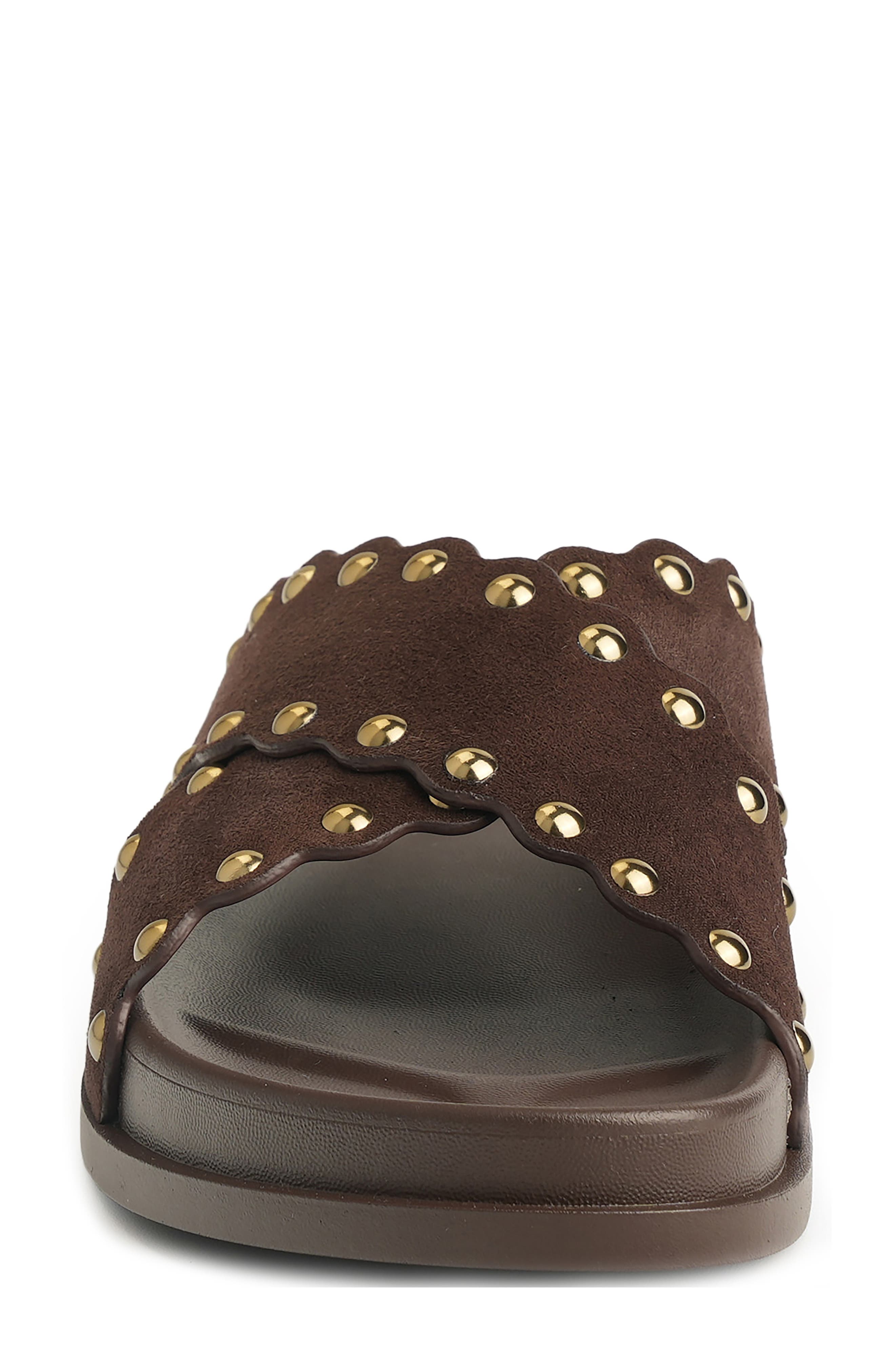 Barnett Stud Crisscross Slide Sandal, Alternate, color, CHOCOLATE