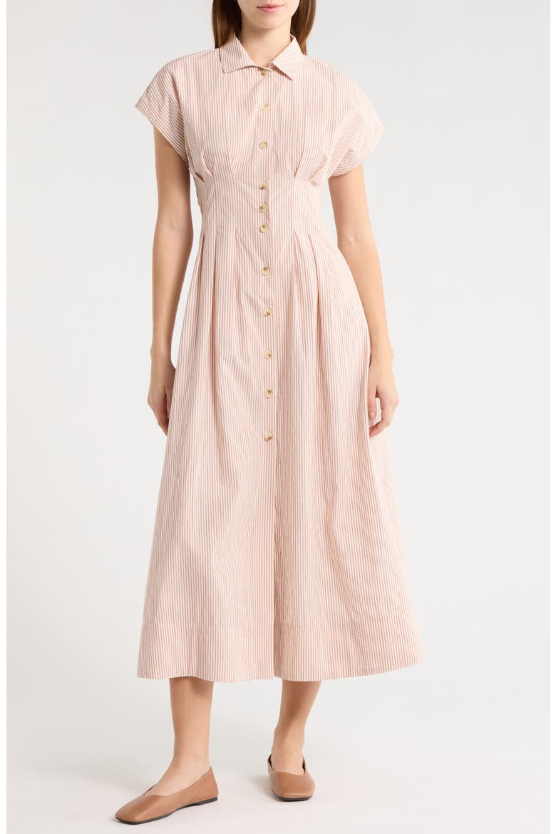 Arden Midi Shirtdress, Main, color, RUST/ WHITE STRIPE