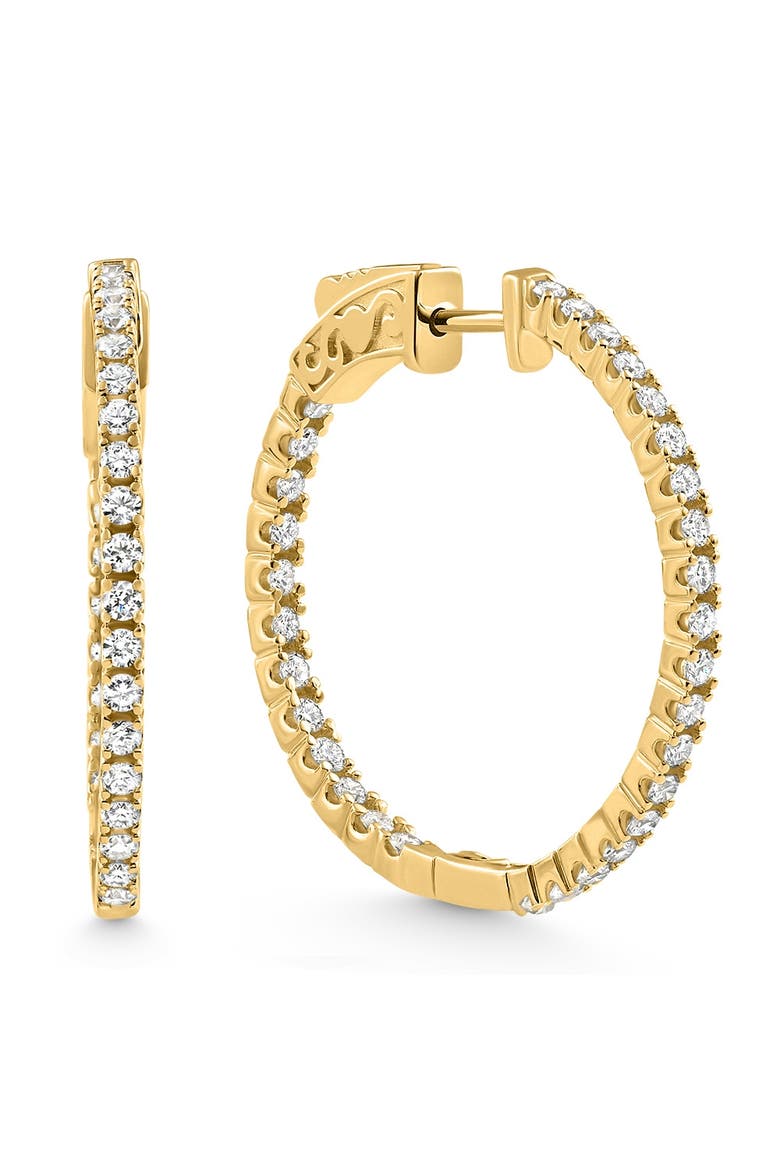 1.75 ct Lab Grown Diamond Hoops Inside Outside 1 1/3" 14K Gold Vault Lock, Alternate, color, 14k Yellow Gold