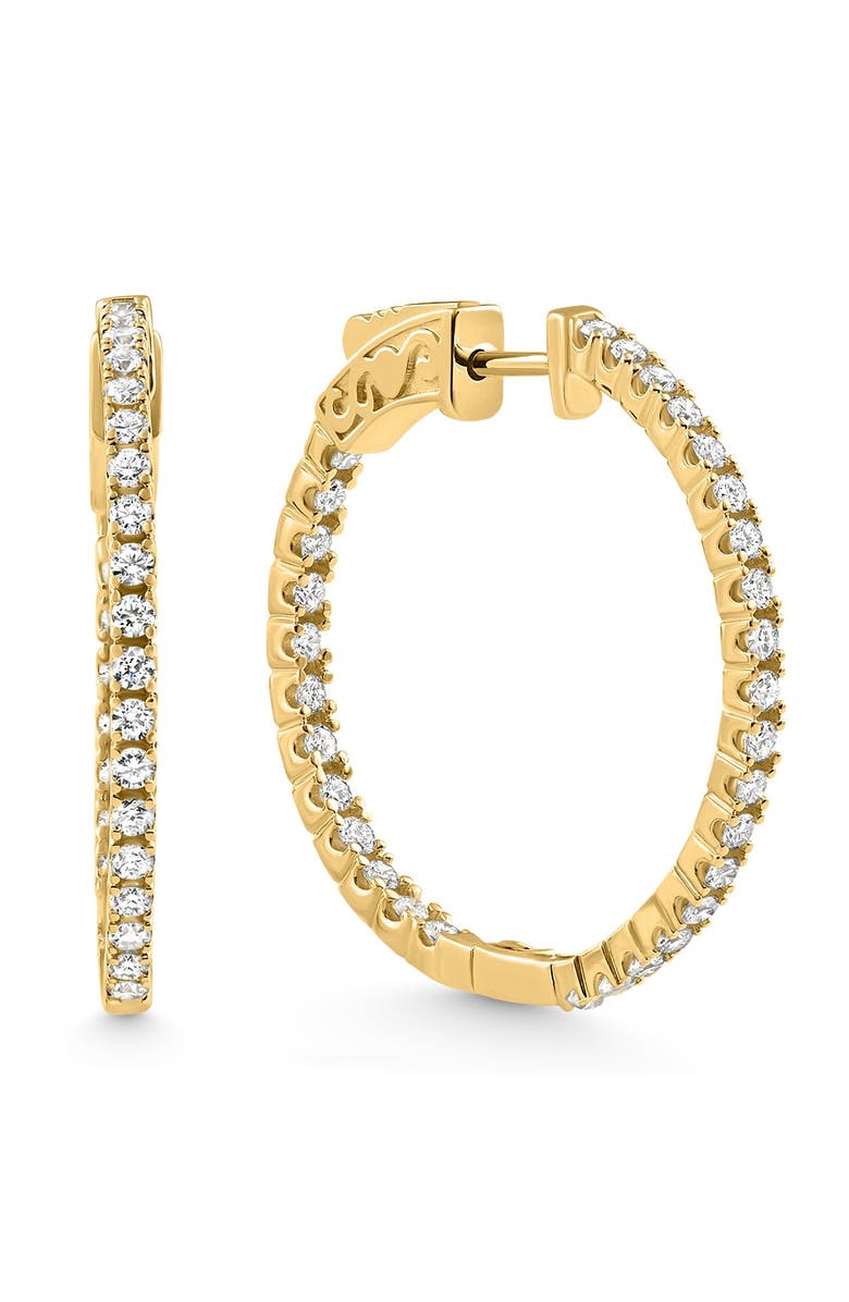 Bliss Diamond 1.75 ct Lab Grown Diamond Hoops Inside Outside 1 1/3" 14K Gold Vault Lock, Main, color, 14K Yellow Gold