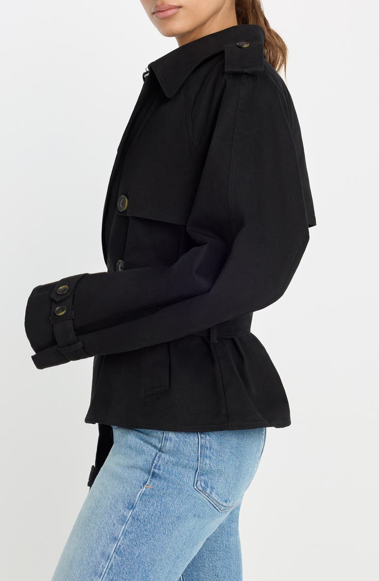 Good American Crop Trench Jacket, Alternate, color, Black001