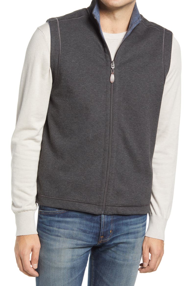 Reversible Knit Vest, Alternate, color, CHARCOAL/BLUE