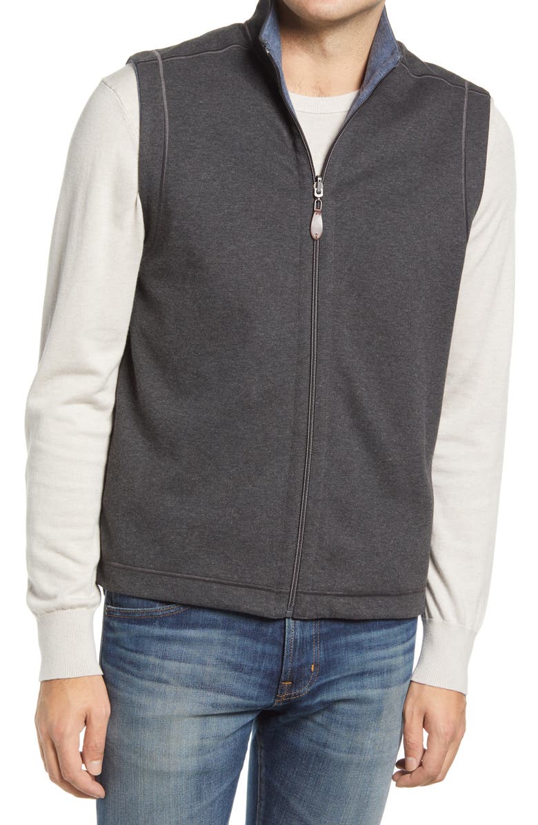 Johnston & Murphy Reversible Knit Vest, Alternate, color, Charcoal/Blue