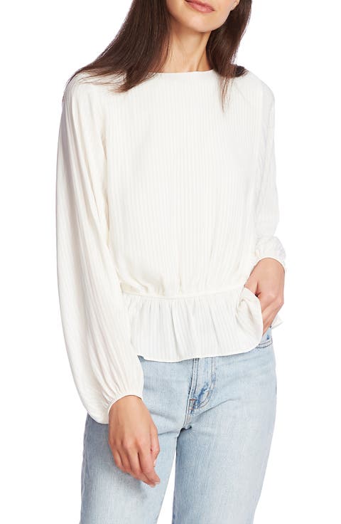 Shadow Stripe Dolman Sleeve Peplum Top