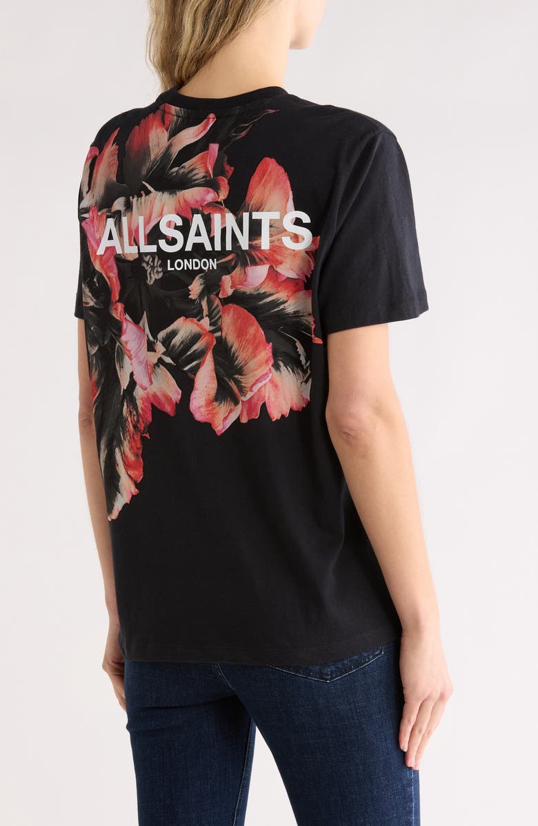 AllSaints Fleurir Lila Boyfriend T-Shirt, Alternate, color, Black