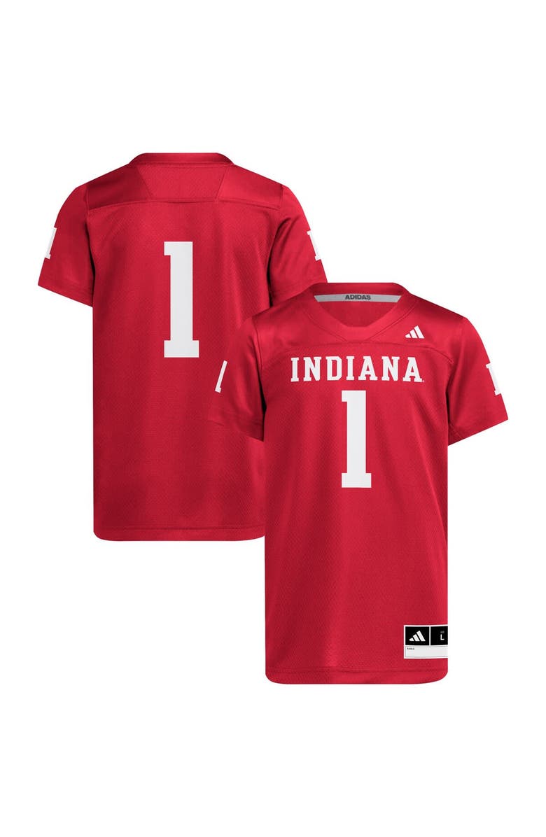 adidas Youth adidas #1 Crimson Indiana Hoosiers Replica Jersey, Main, color, 
